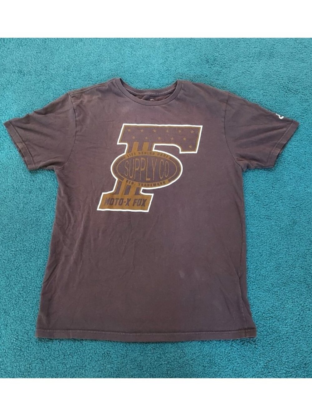 Fox Racing T-Shirt Men's Medium Gray Brown Moto-X Short Sleeve Casual Shirt
